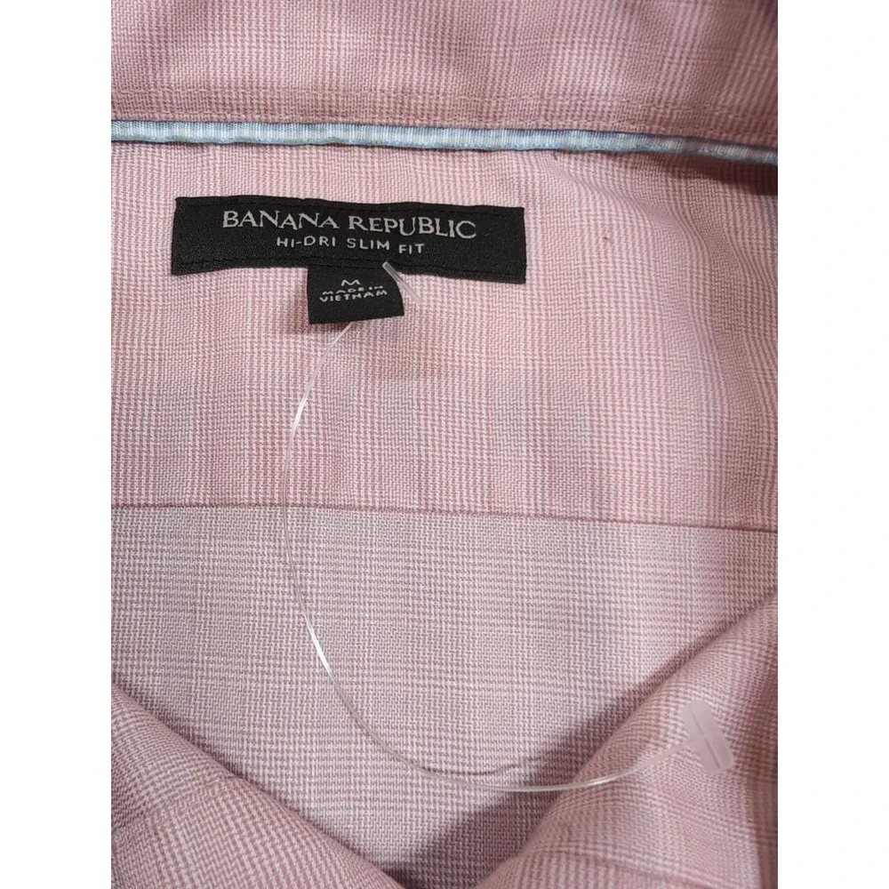 Banana Republic Hi-Dri Slim Fit Dress Shirt Pink Check 15-15.5 35-37 S/630991